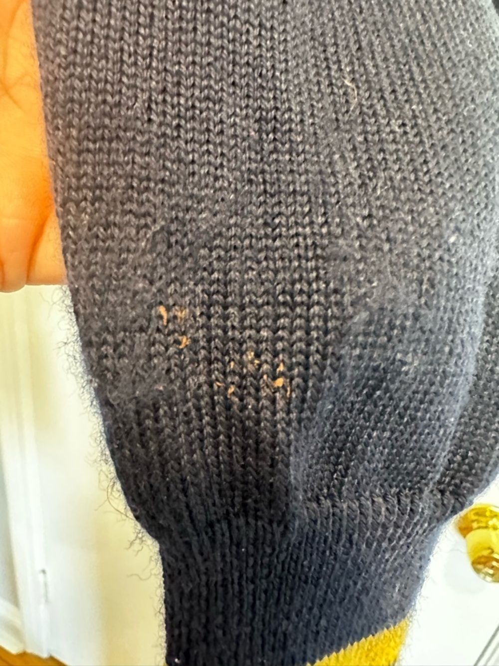 Brooks Brothers Navy V-Neck Sweater with Yellow Trim - Picture 10 of 10